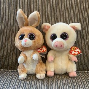 Bunny and Pig beanie boo pack